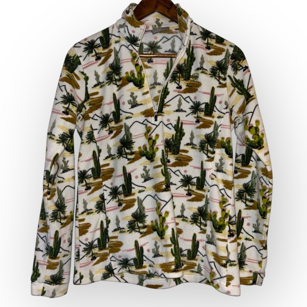Ariat Tek Women's 1/4 Zip Sweater Pullover in a Cactus Desert print SIZE SMALL